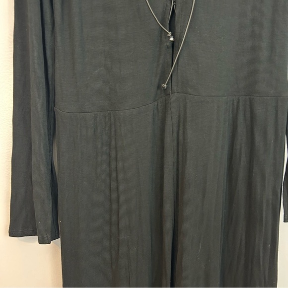 NWT LNA Kayla Black Ribbed Lace Up Long Sleeve Jumpsuit/Pantsuit Size 2X - Picture 9 of 11